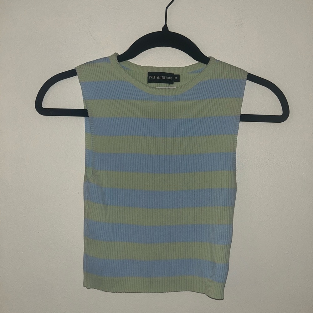 Green and blue striped tank